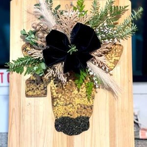 Wooden cut out with embellishments door hanger or wall hanger handmade